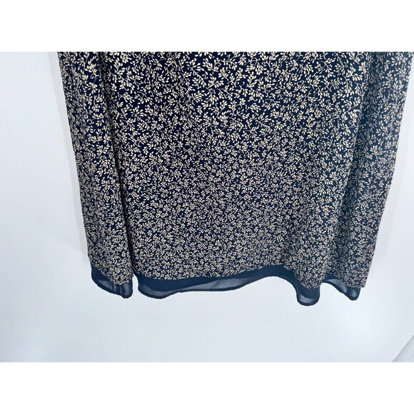 Women's Vintage Talbots Blue Beige Rayon Floral Midi Skirt Size 10 - Picture 3 of 7